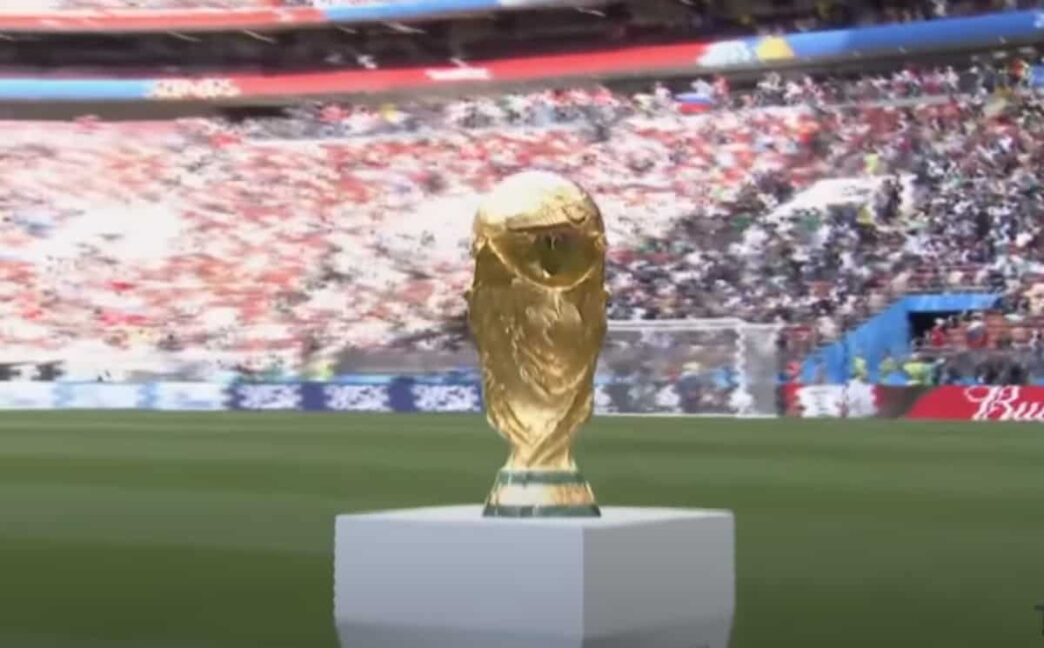 Close up of the FIFA World Cup Trophy