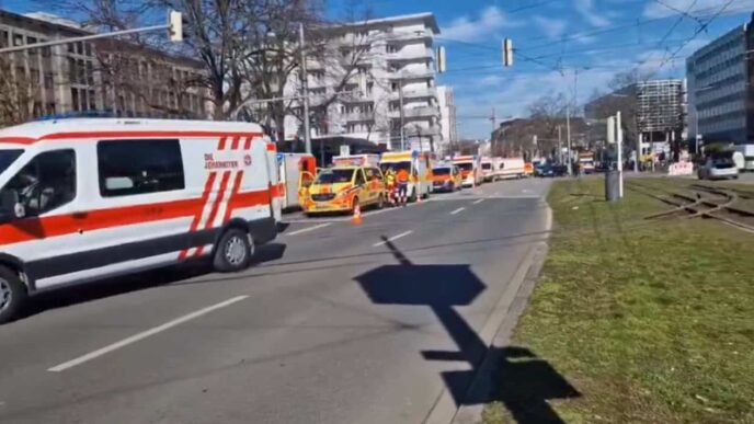 German, 40, arrested after car struck crowd in Mannheim: state minister
